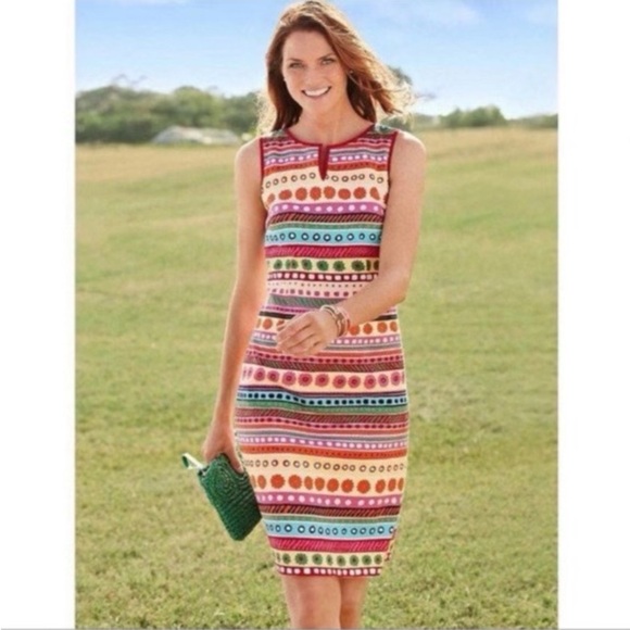 Talbots Sleeveless Textured Floral Sheath Dress Size 6P - Picture 1 of 13
